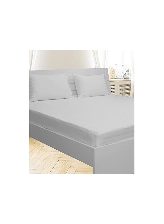 Klub King Fitted Sheet 1Pc 100 Percent Cotton 250Tc Sateen 1 Inch Stripe Size: 200X200+30Cm White - pzsku/Z74774C7325CCEF48B9B5Z/45/_/1704174008/f8a1b276-059b-4452-ba3f-4f1a6f5eb5cf