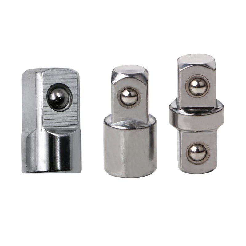 TorSor 3 Pack Impact Socket Adapter Set Joint Chrome 38 Coupler 38 to 14 12 to 14 Extension Converter Reducer for Wrench Ratchet Driver Bit Drill Car Maintenance Construction Work