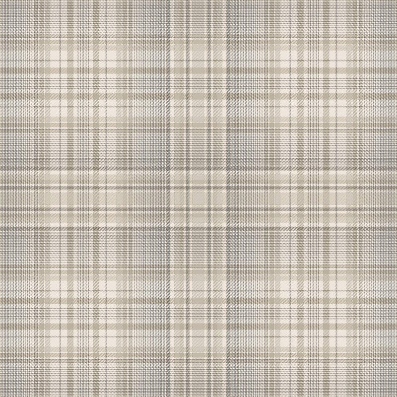 Check Plaid Wallpaper in Beige Coffee Grey