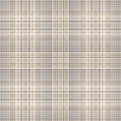 Norwall Check Plaid Wallpaper in Beige Coffee  Grey - Image 1