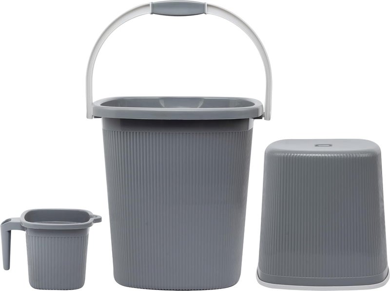 Regalo Regalo Lining Square Bucket 3 Pcs Bath Set(Bucket 25+Mug1.5+Stool)  - Image 4