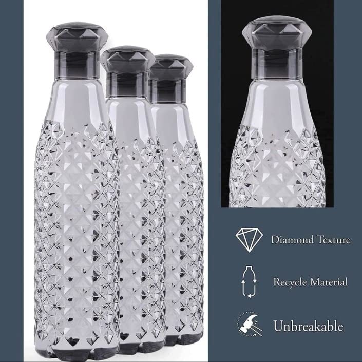 Jorex Mart Crystal Water Bottle Water Bottle With Diamond Shape Lid 3 Pcs multi colour - Image 2