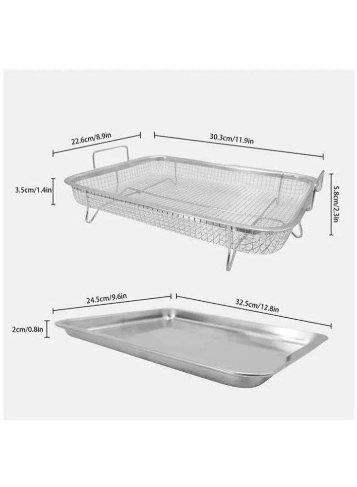 Non-Stick Roasting and Grilling Set with Elevated Mesh Crisping Tray for Oil Drainage and Uniform Heat Circulatio(B). - Image 4
