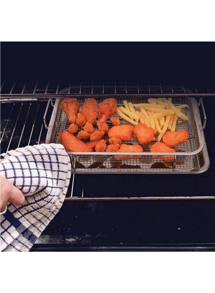 Non-Stick Roasting and Grilling Set with Elevated Mesh Crisping Tray for Oil Drainage and Uniform Heat Circulatio(B). - Image 1