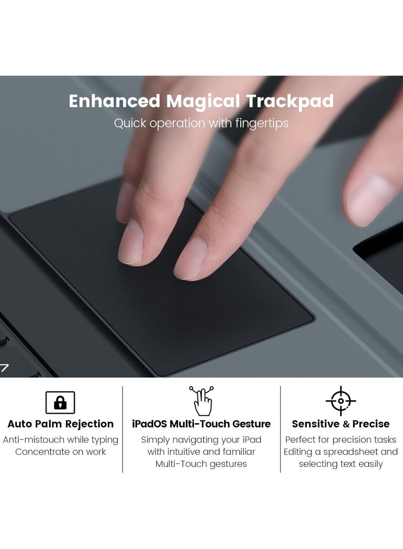 Nillkin iPad A16 (11th Gen) / 10th Gen Case with Detachable Keyboard, Magic Trackpad, 7-Color Backlit, Portrait/Landscape Modes, Rugged Keyboard Case for iPad 11th / 10th Generation (2025/2022), Black - Image 4