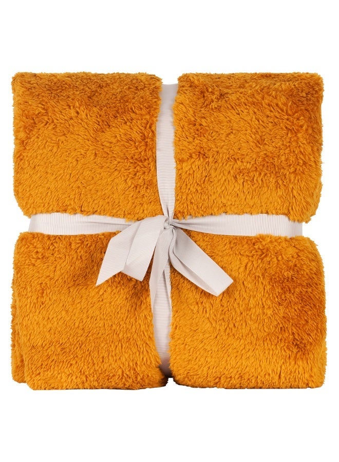ELEGA DECOR Soft Sherpa Bed Blanket Fleece Ultra-Soft, Breathable & All-Season Comfort (200x220) cm Orange - Image 2