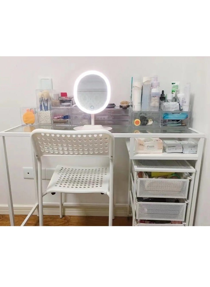 fashionhome Multifunction Modern Design Transparent Desk Dressing Table Study Table Desktop Table Large Storage Workstation for Bedroom Dressing Room 100x50x73 cm  - Image 4