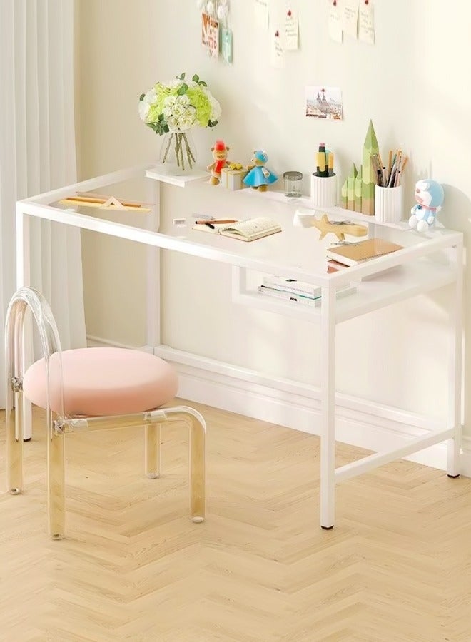 fashionhome Multifunction Modern Design Transparent Desk Dressing Table Study Table Desktop Table Large Storage Workstation for Bedroom Dressing Room 100x50x73 cm  - Image 5