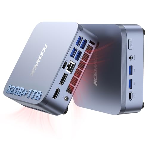 ACEMAGIC M5 Mini PC Windows 11 Pro, Intel Core 14500HX 32GB DDR4 1TB SSD Mini Computers(Beat i9-13900HK/R9 6900HX), NVMe PCIe4.0/USB3.2/Type-C/BT5.2/WiFi6/for Business Office Home Desktop PC 55W - Image 1