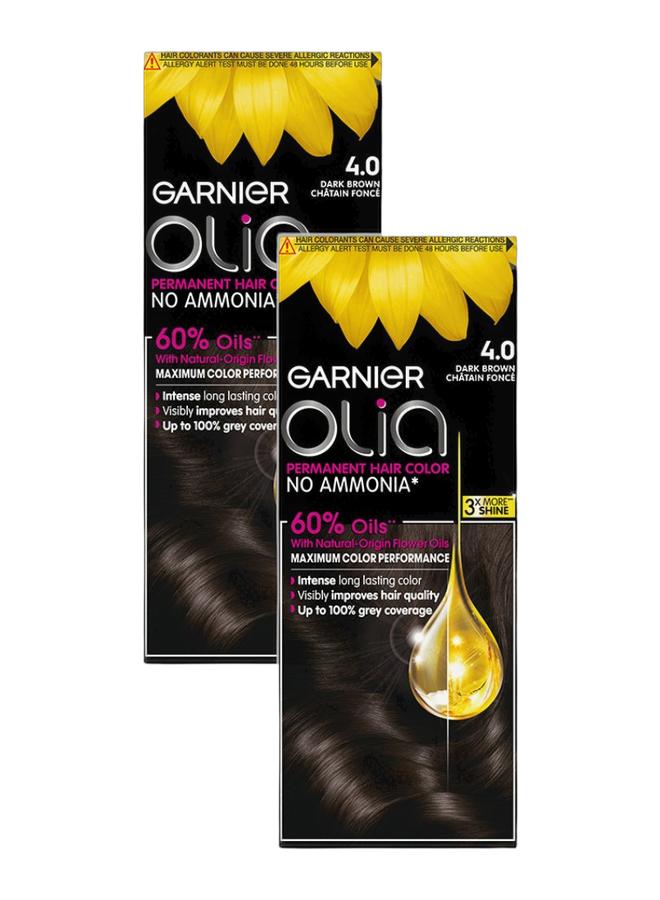 garnier Olia HAIR COLOR 4.0 DARK Twin pack - Image 1
