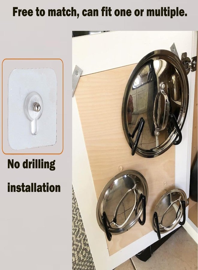 Pmsanzay 2 Pack Pot Lid Organizer Rack, Black Pot Lids Holder for Cabinet Door/Wall, No Drilling Adhesive Wall/Door Mounted Rustproof Pot and Pan Cover for Kitchen Storage, Pot lid no falls off. - Image 3