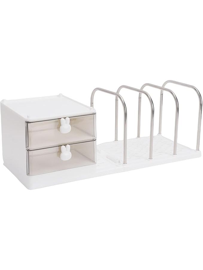 White Desk Organizer Book Stand With Anti Slip Base 8kg Capacity For Home Office School Dorm - Image 1