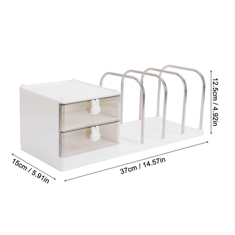 White Desk Organizer Book Stand With Anti Slip Base 8kg Capacity For Home Office School Dorm - Image 4