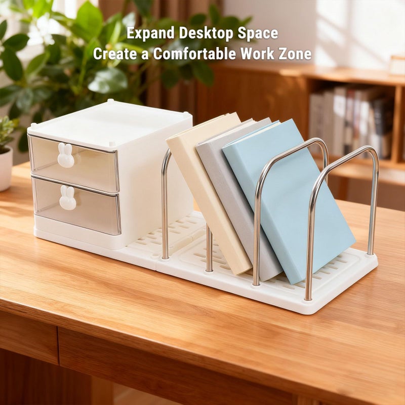White Desk Organizer Book Stand With Anti Slip Base 8kg Capacity For Home Office School Dorm - Image 5