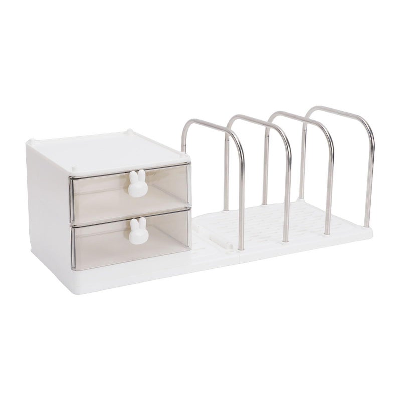 White Desk Organizer Book Stand With Anti Slip Base 8kg Capacity For Home Office School Dorm - Image 2
