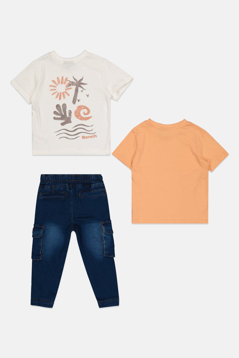 Bench طقم أولاد toddlers مكون من 3 قطع بأكمام قصيرة وطباعة جرافيك، متعدد الألوان - Image 2