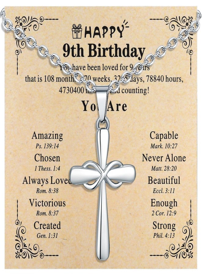 Yonhon Happy 9th Cross Birthday Necklace, 9th/9yr Year Old Birthday Necklace for Daughter Granddaughter Niece - Image 1
