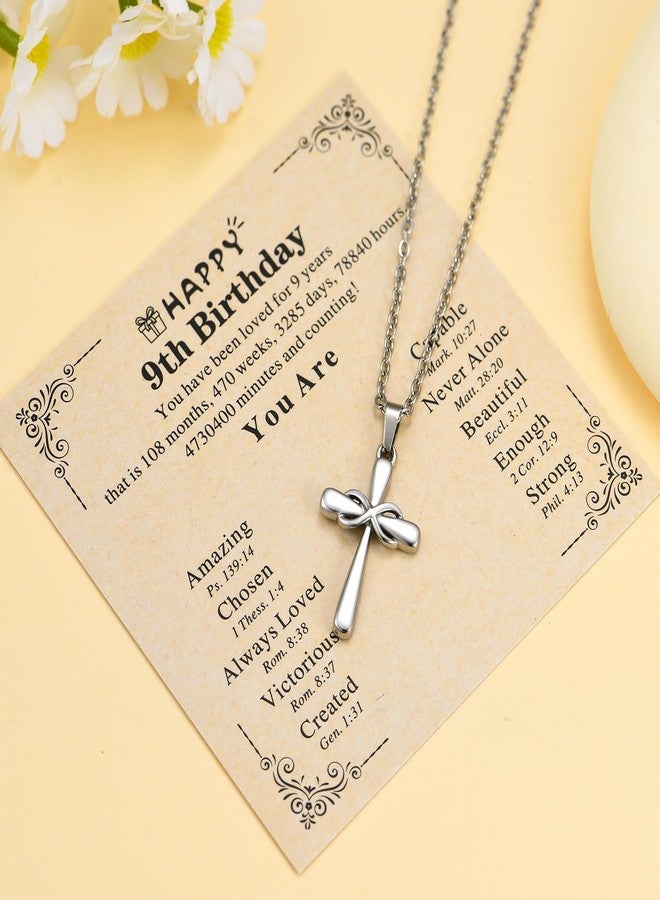 Yonhon Happy 9th Cross Birthday Necklace, 9th/9yr Year Old Birthday Necklace for Daughter Granddaughter Niece - Image 4
