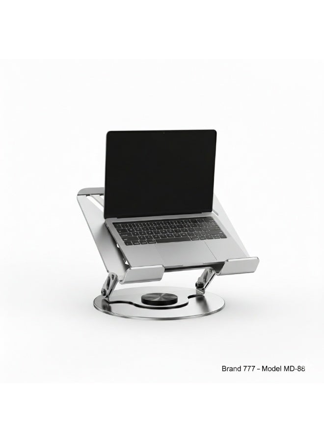 777 MD-88 Adjustable Metal Laptop Stand – 360° Rotating Aluminum Alloy Holder with Open Cooling Design & 3Bro Warranty - Image 2