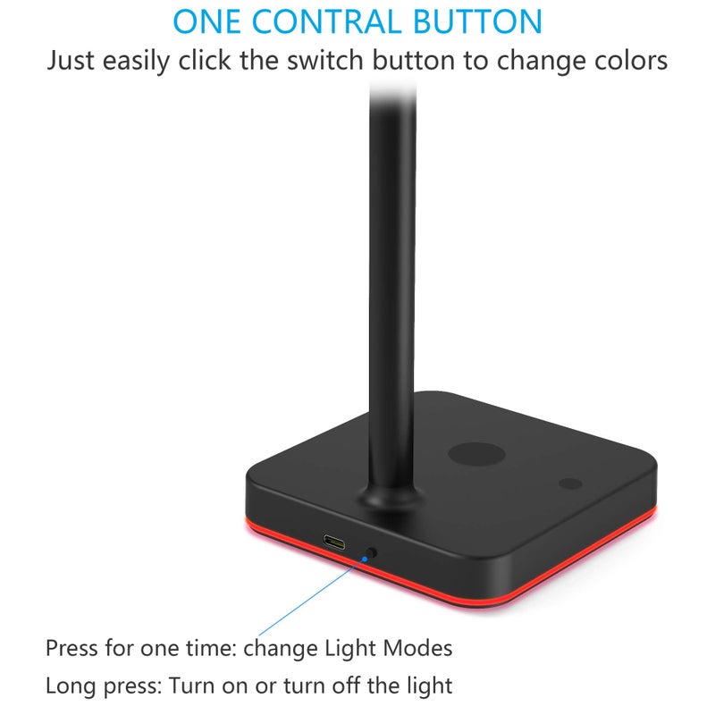 KAFRI RGB Headphone Stand with Wireless Charger Desk Gaming Headset Holder Hanger Rack with 10W/7.5W Fast Charge QI Wireless Charging Pad - Suitable for Gamer Desktop Table Game Earphone Accessories - Image 5