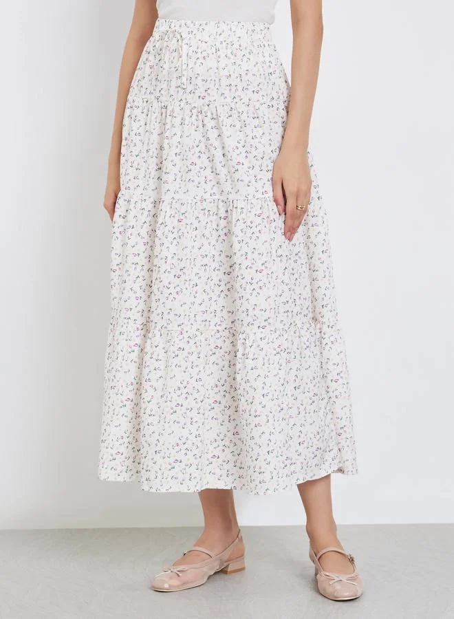 تايك تو تنورة طويلة بحافة واسعة وخصر مطاطي