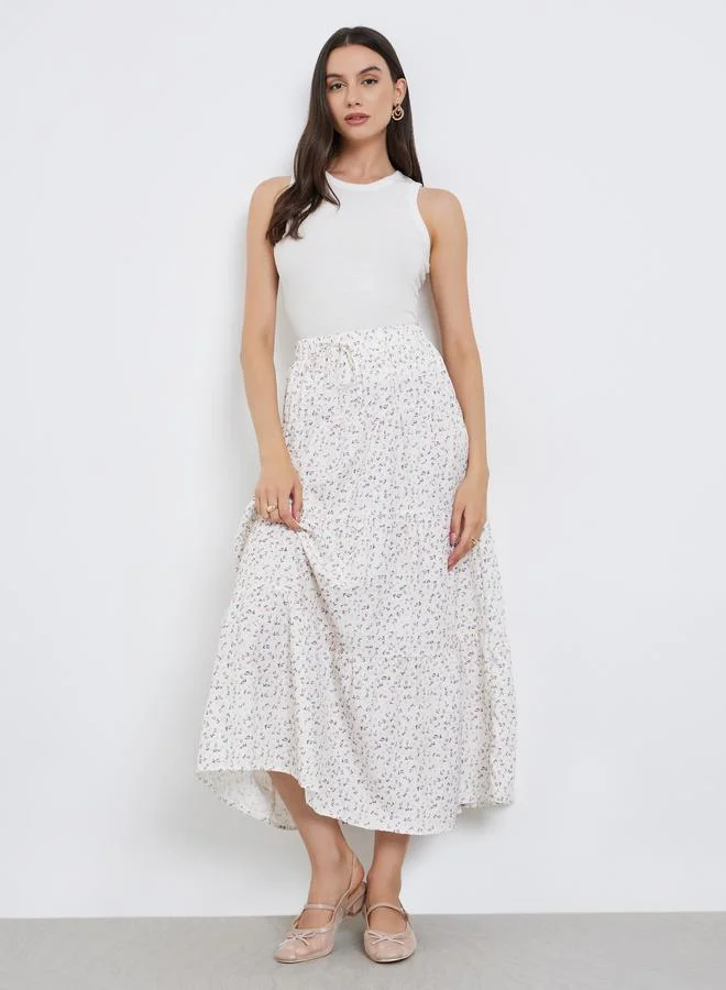 تايك تو تنورة طويلة بحافة واسعة وخصر مطاطي