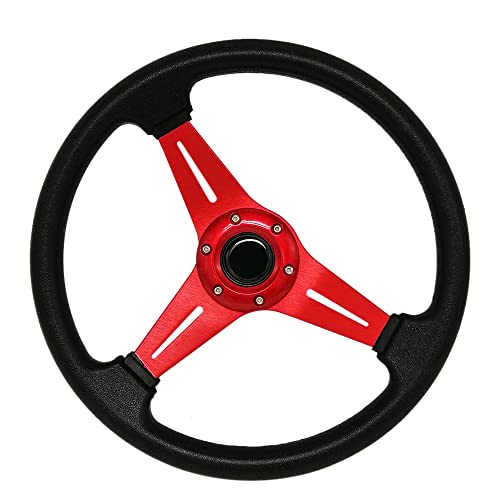 YEHICY 13.8” Auto Racing Steering Wheel Quick Release 6 Bolts Flat Drifting Universal Car Sport Steering Wheel Pu Leather and Aluminum Spokes with Horn Button - Image 2