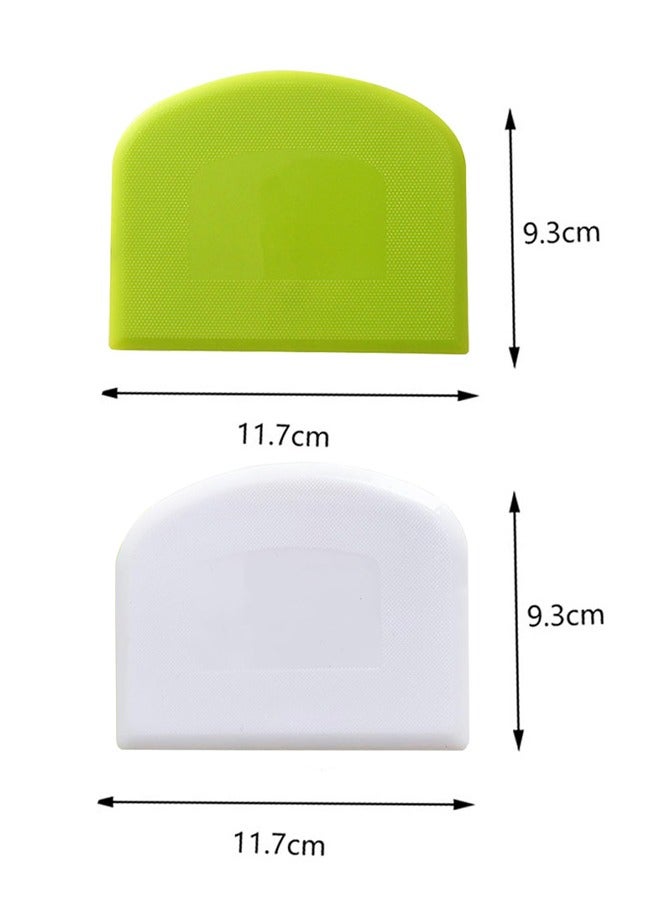 GUSGU 4 Pcs Plastic Dough Scraper Bowl Scraper Food-safe Dough Cutter Flexible Plastic Scraper Bench Scraper Multipurpose Food Scrappers for Dough, Bread, Cake, Cream, Fondant(White+Green) - Image 2