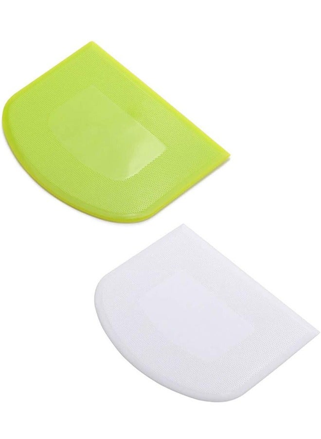 GUSGU 4 Pcs Plastic Dough Scraper Bowl Scraper Food-safe Dough Cutter Flexible Plastic Scraper Bench Scraper Multipurpose Food Scrappers for Dough, Bread, Cake, Cream, Fondant(White+Green) - Image 3