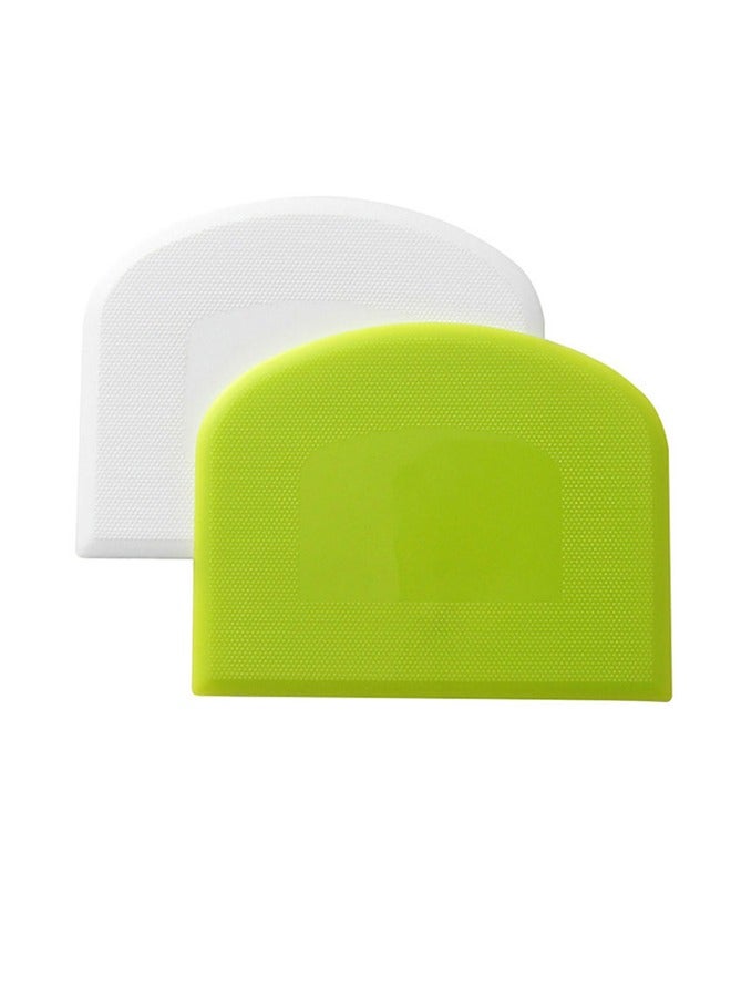 GUSGU 4 Pcs Plastic Dough Scraper Bowl Scraper Food-safe Dough Cutter Flexible Plastic Scraper Bench Scraper Multipurpose Food Scrappers for Dough, Bread, Cake, Cream, Fondant(White+Green) - Image 4