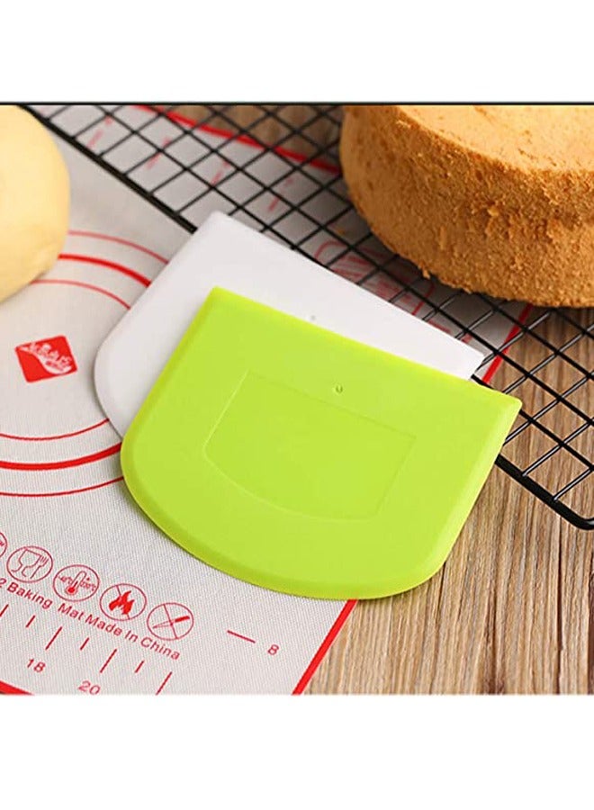 GUSGU 4 Pcs Plastic Dough Scraper Bowl Scraper Food-safe Dough Cutter Flexible Plastic Scraper Bench Scraper Multipurpose Food Scrappers for Dough, Bread, Cake, Cream, Fondant(White+Green) - Image 5