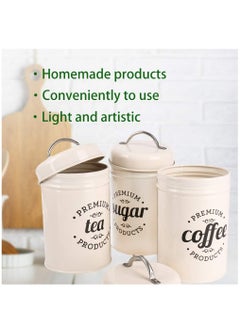 Arabest Coffee Can Sealed Container, Kitchen Jar Set with Lid, Metal Coffee Canisters for Tea Coffee and Sugar Storage  - Image 4