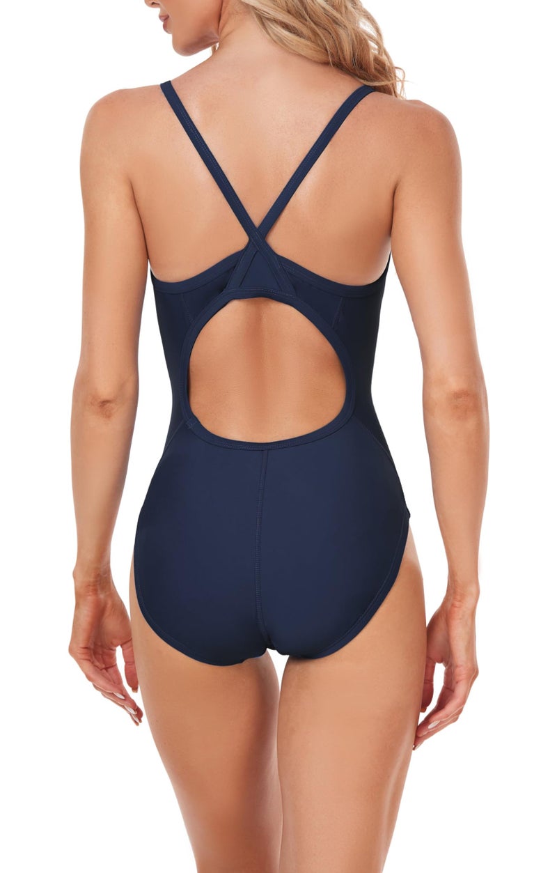 Adoretex Girl's/Women's Solid Pro One-Piece Athletic Sports Racing Swimsuit Swimwear - Navy - 34 - Image 5