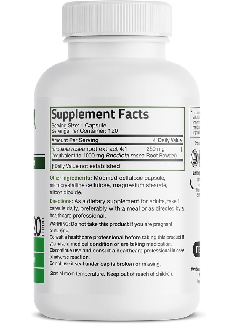 Bronson Rhodiola Rosea, Extra Strength Formula, 120 Vegetarian Capsules - Image 2