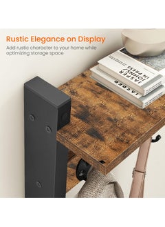 XiuWoo Wall Hooks with Shelf, Wood Coat Rack with Shelf Wall-Mounted, Entryway Hanging Shelf with 5 Metal Hooks for Clothes Hats Towel Purse Robes, Bathroom Mudroom Bedroom, Rustic Brown  - Image 5