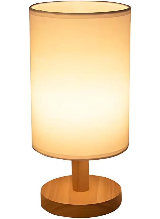 zentora Warm Light Bedside Table Lamp with USB Charging, Linen Shade & Wooden Base - Image 2