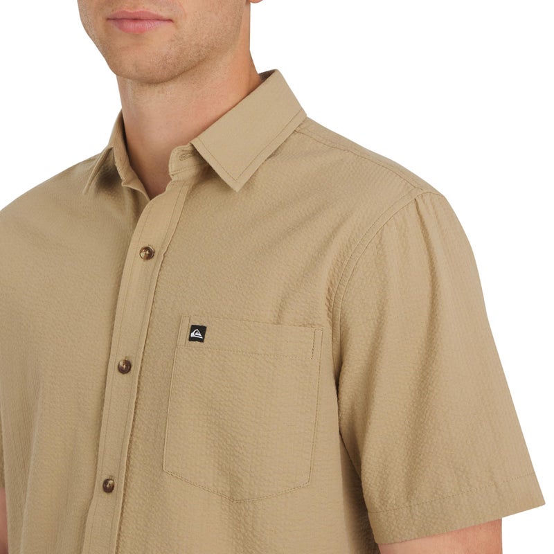 Quiksilver Men's Regular Fit Premium Cotton Short Sleeve Button Down Seersucker Shirt, Vinatge Khaki, XX-Large - Image 2