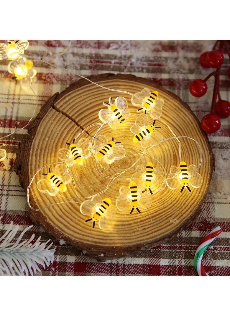 Goolsky 1pc Little Bee LED String Lights - 201.17cm 20 Bees Fairy Lights for Bedroom, Living Room, Plants, Courtyard, Party, Wedding - Warm White Ambiance and Energy Efficient, Ramadan & Valentine's Day Decoration  - Image 1