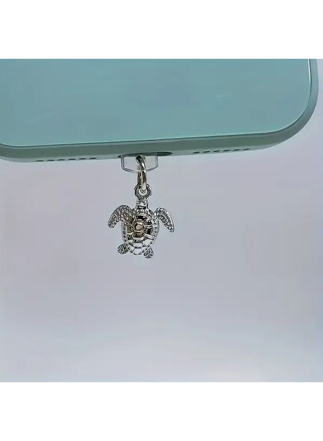 سحر هاتف سلحفاة سبيكة فضية بسدادة غبار لآيفون، تصميم مرن ومتين - Image 2