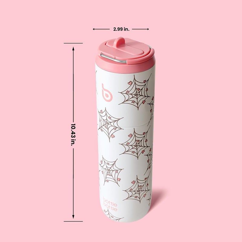 BOTTLE BOTTLE Insulated Stainless Steel Drinking Bottle 750 ml with Straw, Lid & Handle - Leak-Proof, BPA-Free, Double-Walled - Ideal Water Bottle for Sports, Travel & Fitness (Cupid Web) - Image 4