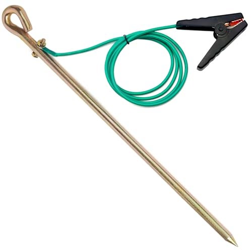 Minidodoca Portable Ground Rod with 5.1ft 12AWG UL Listed Grounding Wire with Crocodile Clip,Great for Electric Fences,Antennas,Generator,Ground Post Pin(Grounding Rod with 5.1ft Wire) - Image 1
