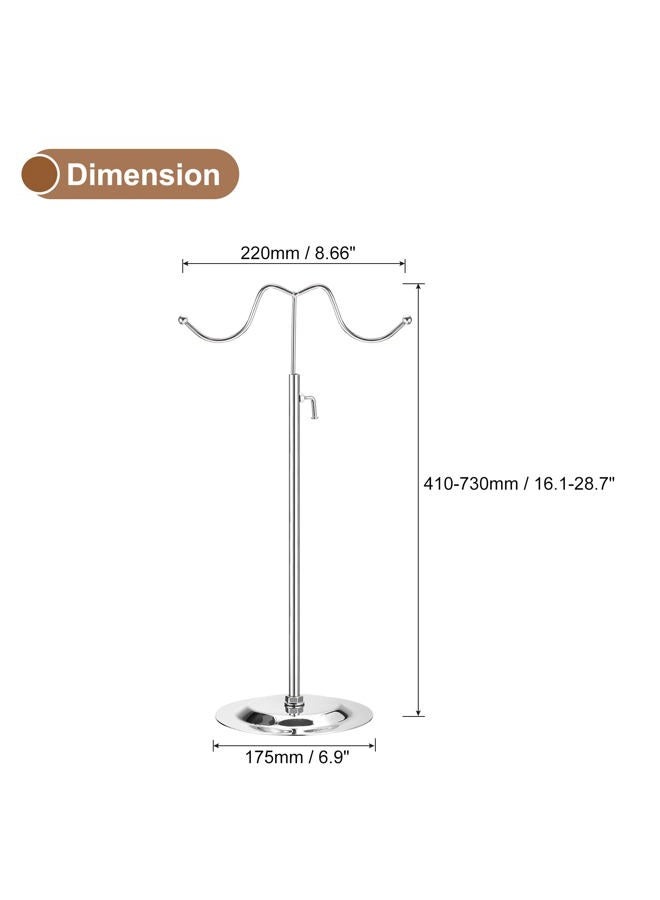 uxcell Purse Display Stand Set 2 Pack Adjustable Tabletop Double Hook Handbag Rack Metal Bag Holder for Retail Boutique Store - Silver - Image 2