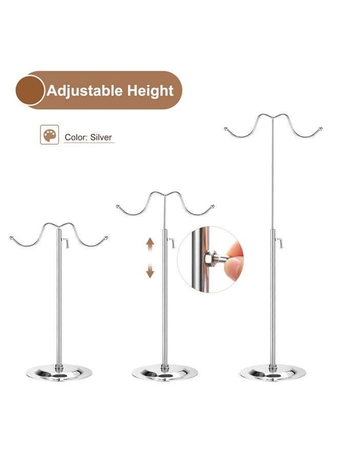 uxcell Purse Display Stand Set 2 Pack Adjustable Tabletop Double Hook Handbag Rack Metal Bag Holder for Retail Boutique Store - Silver - Image 3