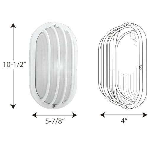 Progress Lighting 1-Light UV Stabilized Ribbed Frosted Polycarbonate Shade Modern Outdoor 10-1/2" Wall or Ceiling Light, Bulkheads Collection, Outdoor, P5705-30, White - Image 3