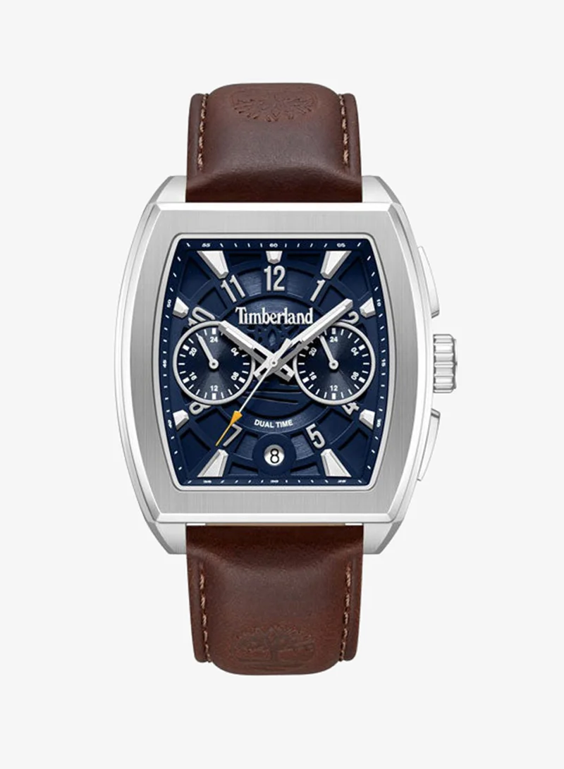 Timberland Morristown Blue Dial Leather Strap Multifunction Watch for Men, 40mm