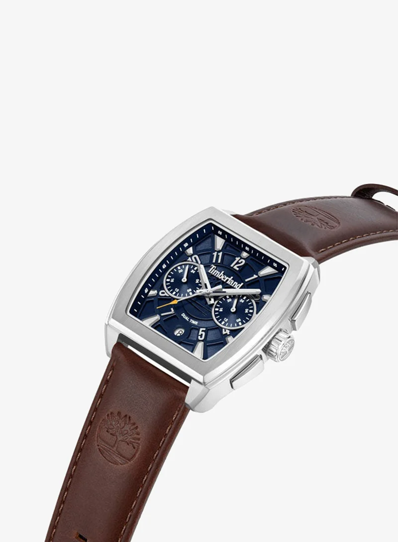 Timberland Morristown Blue Dial Leather Strap Multifunction Watch for Men, 40mm