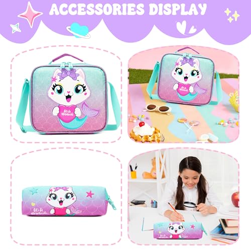 Meetbelify Kids Cut Cat Backpacks for Girls School Backpack with Lunch Bag for Elmentary Students Kids Travel Bookbag for Girls Age 6-12 - Image 4