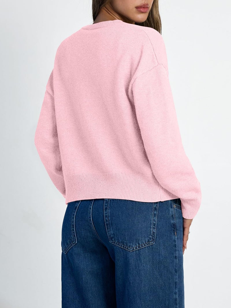LILLUSORY Womens Cropped Cardigan Sweaters Lightweight Fall Crop Cotton Knit Y2k Outfits Fashion Button Up Clothes 2025 Light Pink XL - Image 4