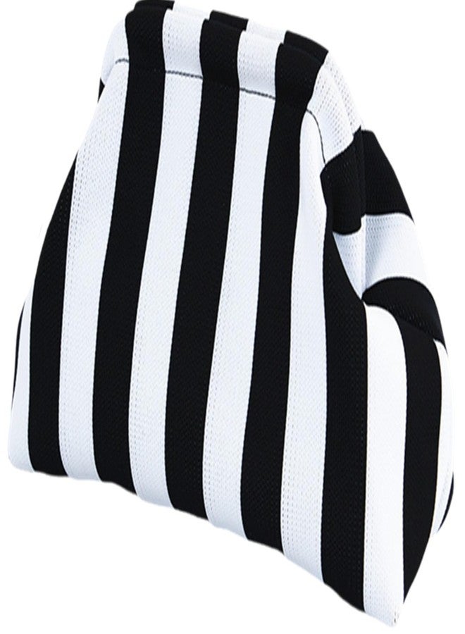 DIHKLCIO Clutch Purses for Women 2025 Summer Beach Woven Crochet Bag Dumpling Striped Ruched Cloud Purse Evening Handbag, Black-white Stripe, 30*20*10cm/11.6*8.2*3.9in - Image 1