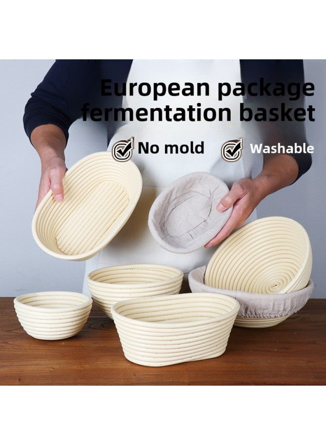 European Bread Fermentation Basket European Country Bread Fermentation Mold Dough Fermentation Basket Lanzi Home Baking Mold-Color:Oval Basket 25*15*8cm Comes With Cloth Cover - Image 2